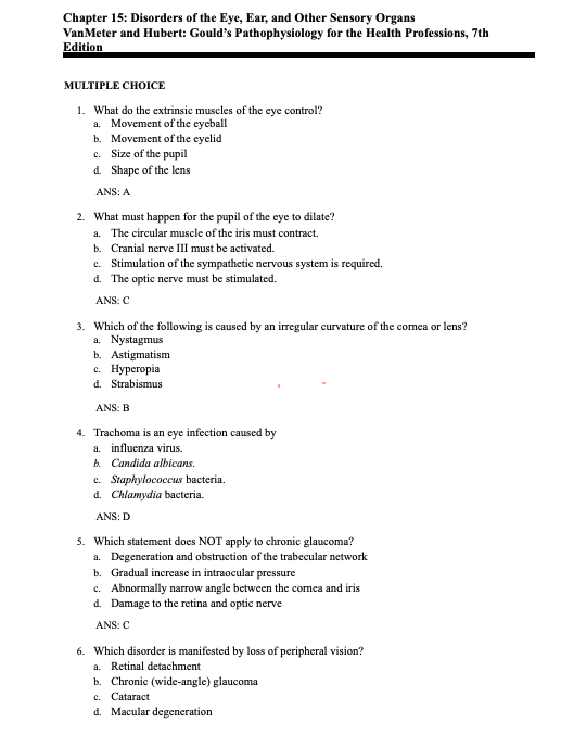 Testbank Gould’s Pathophysiology for the Health Professions, 7. Auflage von VanMeter