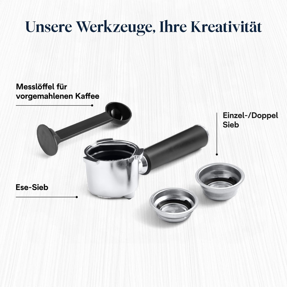 Siebträger-Espressomaschine mit manuellem Milchaufschäumer, 15 bar, Thermoblock, Metall