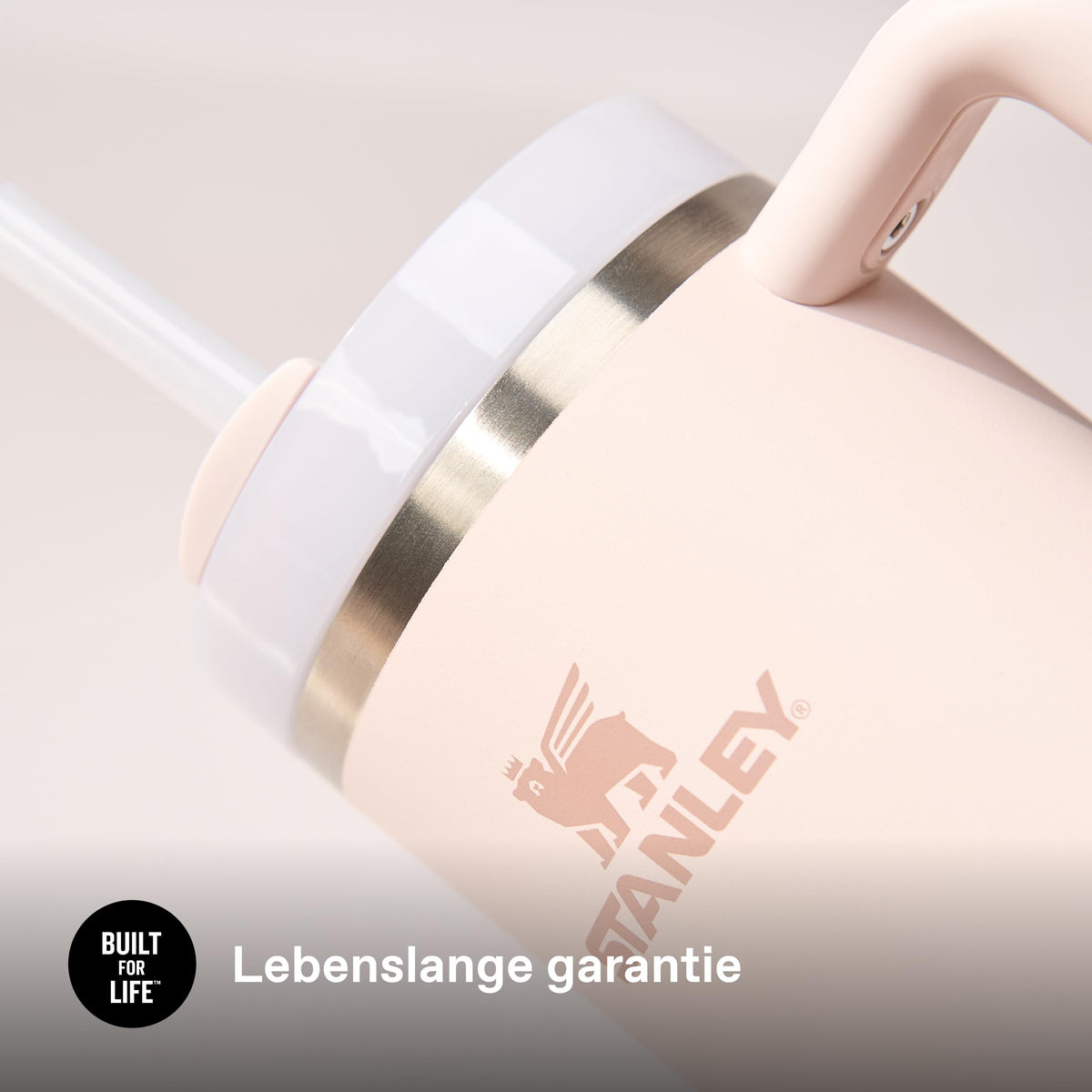 Trinkbecher mit Deckel und Strohhalm, 1,18 L, vakuumisoliert, Edelstahl, Rose Quartz