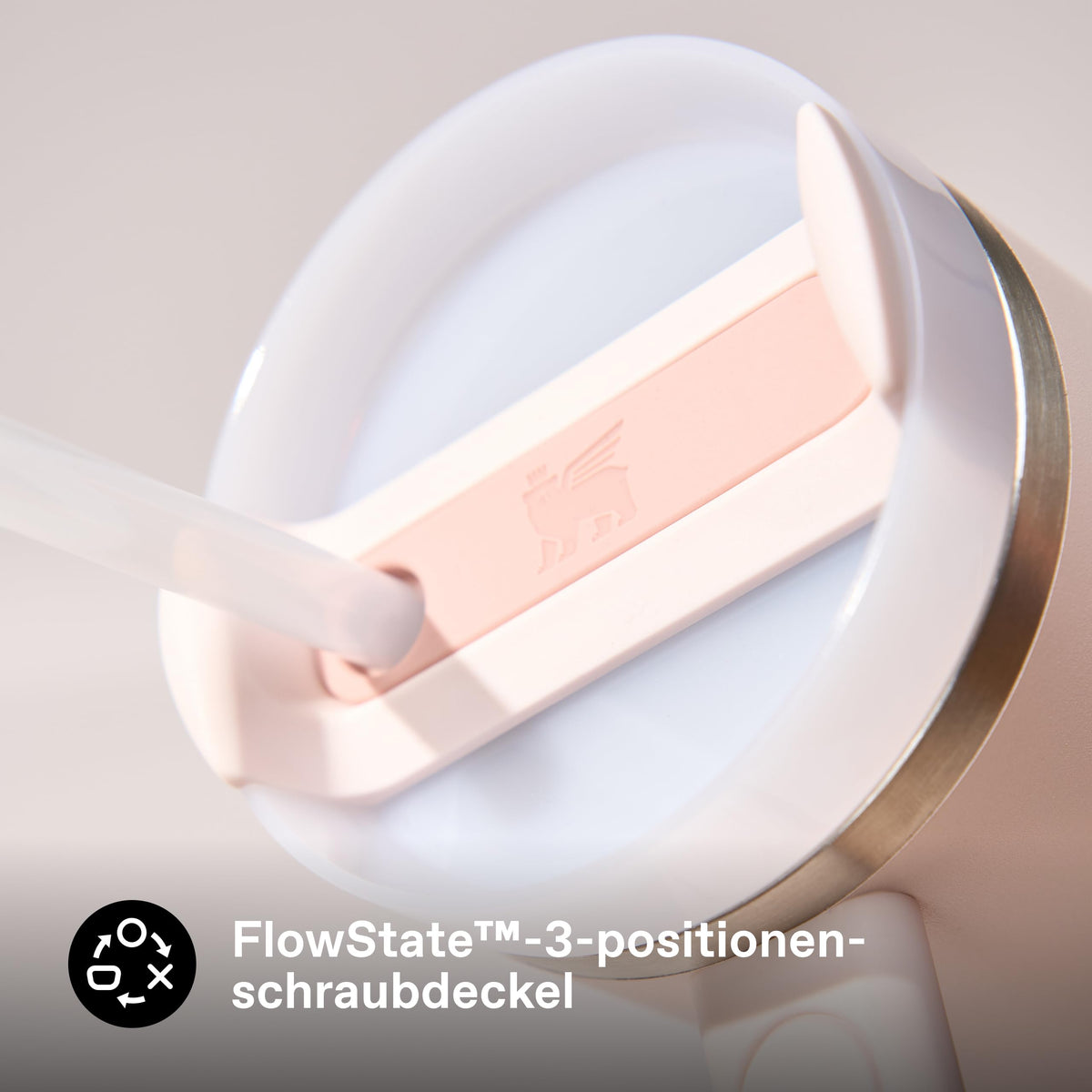 Trinkbecher mit Deckel und Strohhalm, 1,18 L, vakuumisoliert, Edelstahl, Rose Quartz