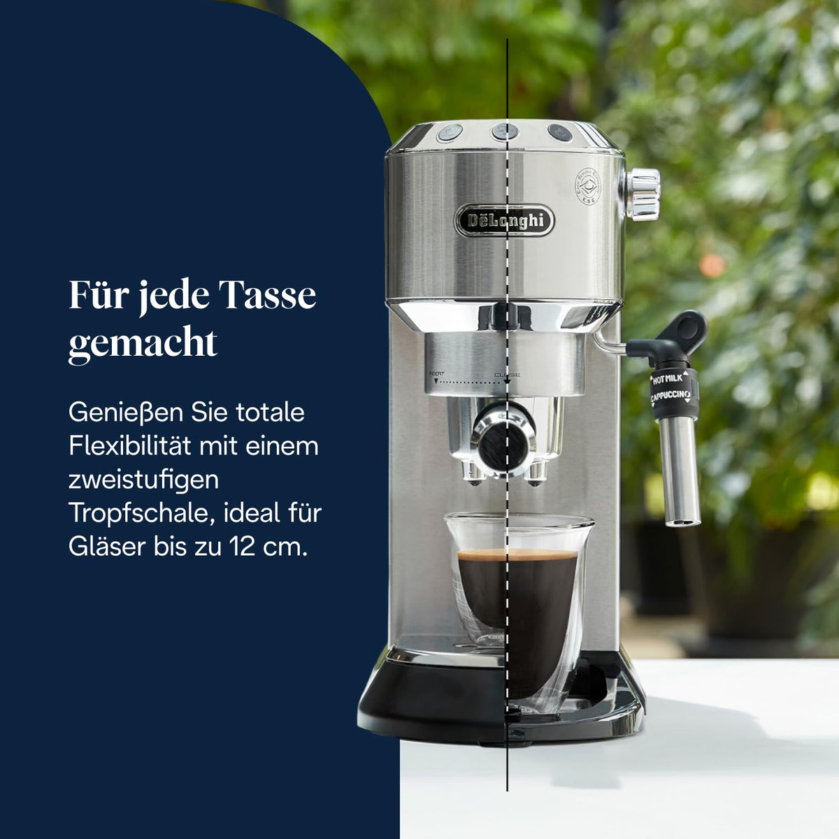 Siebträger-Espressomaschine mit manuellem Milchaufschäumer, 15 bar, Thermoblock, Metall