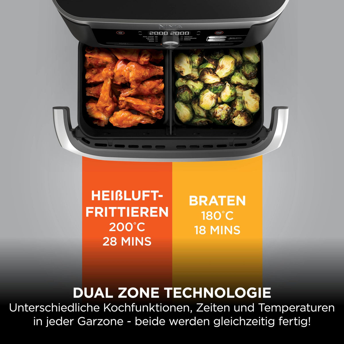 Heißluftfritteuse mit 2 Kochzonen, 10,4 L, 7-in-1, FlexDrawer, Schwarz/Kupfer