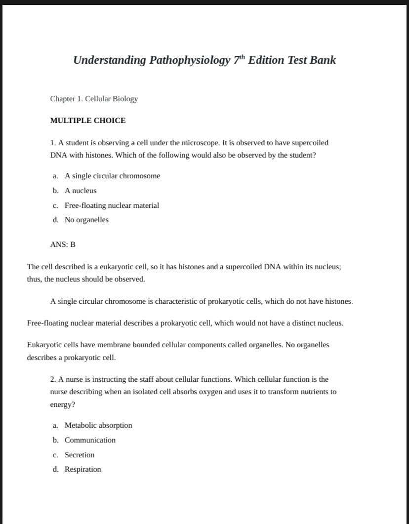 Testbank Understanding Pathophysiology, 7. Auflage von Huether & McCance