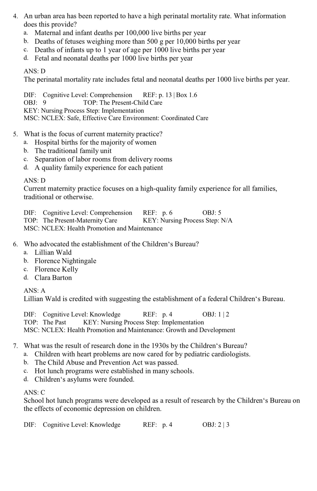 Testbank Introduction to Maternity and Pediatric Nursing, 9. Auflage von Leifer