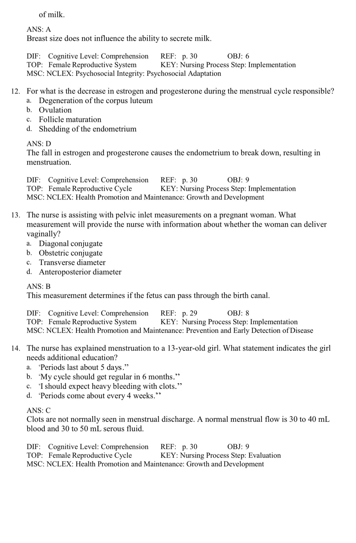 Testbank Introduction to Maternity and Pediatric Nursing, 9. Auflage von Leifer