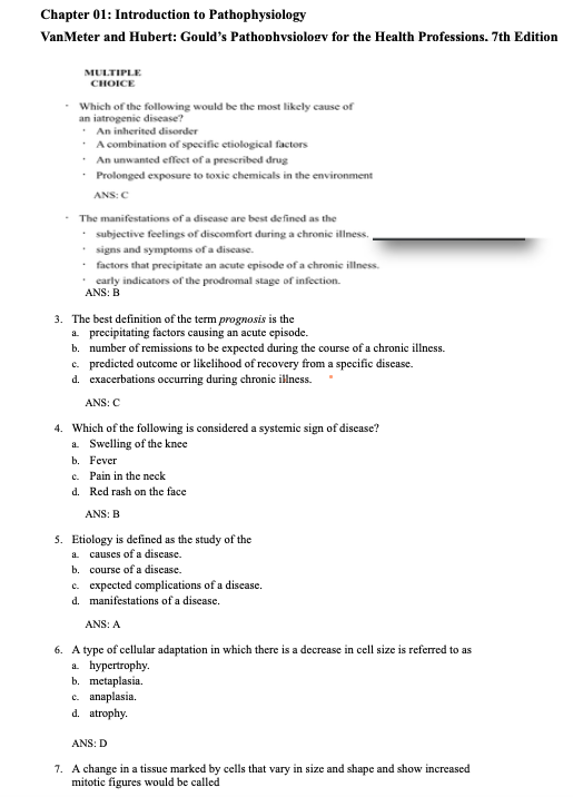 Testbank Gould’s Pathophysiology for the Health Professions, 7. Auflage von VanMeter