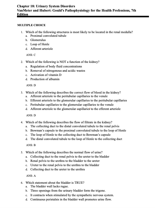 Testbank Gould’s Pathophysiology for the Health Professions, 7. Auflage von VanMeter