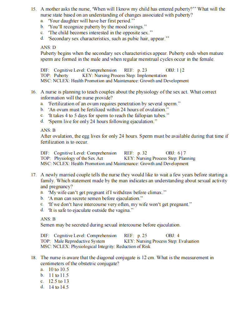 Testbank Introduction to Maternity and Pediatric Nursing, 9. Auflage