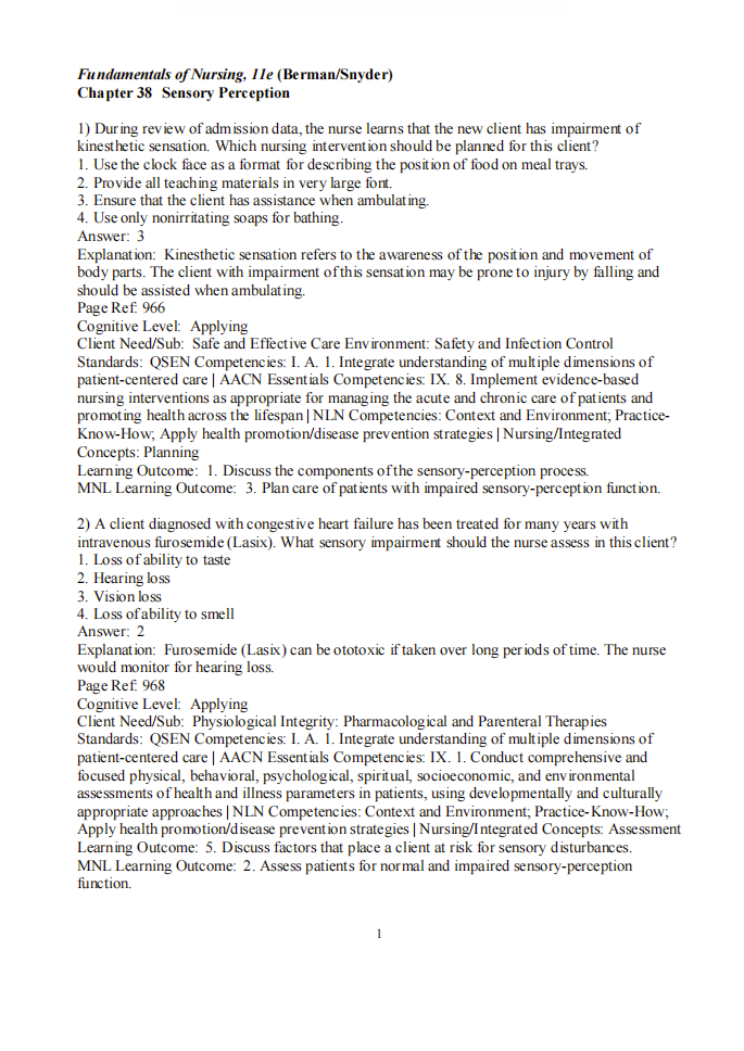 Testbank Kozier & Erb’s Fundamentals of Nursing, 11. Auflage