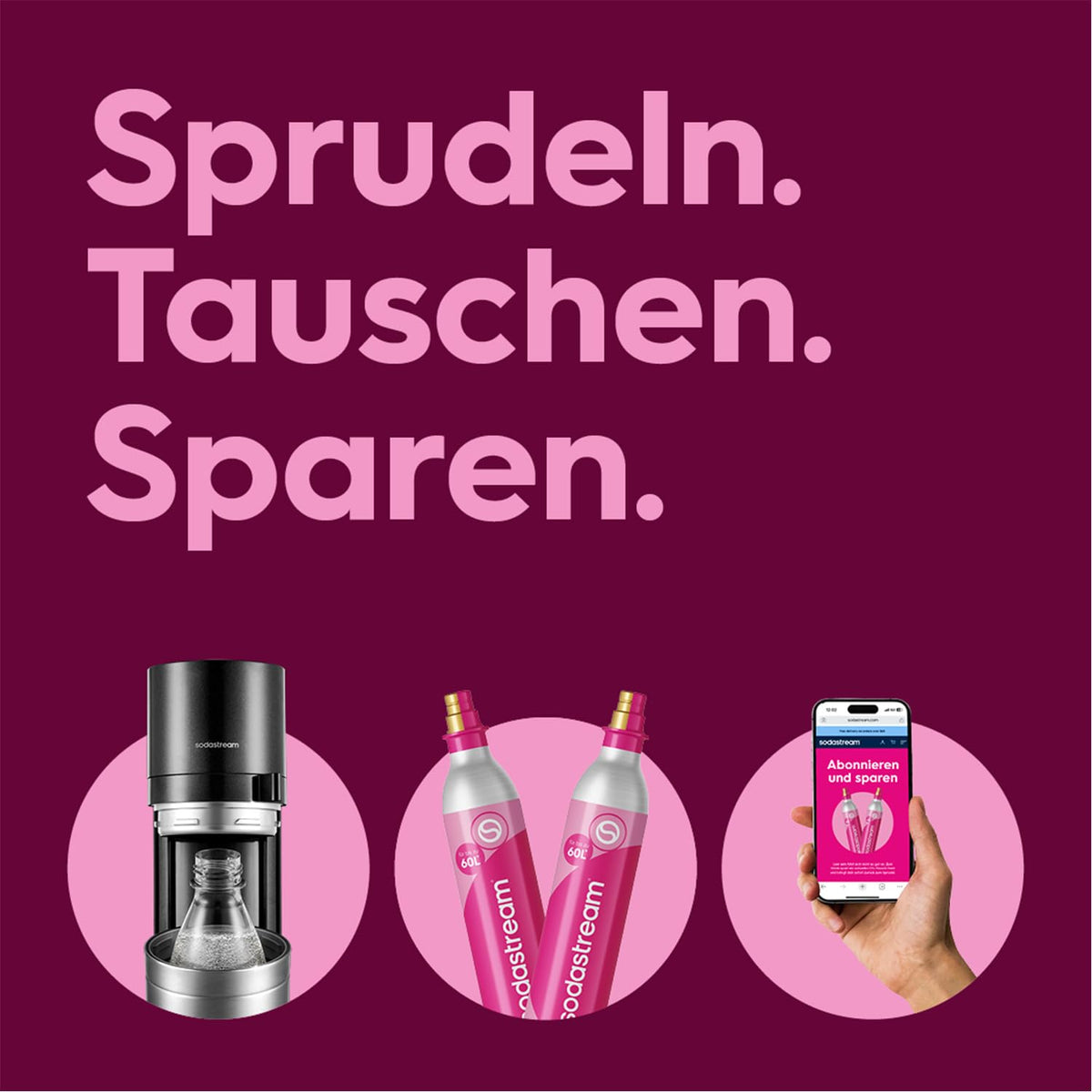Wassersprudler mit 2 CO₂-Zylindern, 2 Glasflaschen und 2 BPA-freien Flaschen, 1 L, Schwarz/Titan