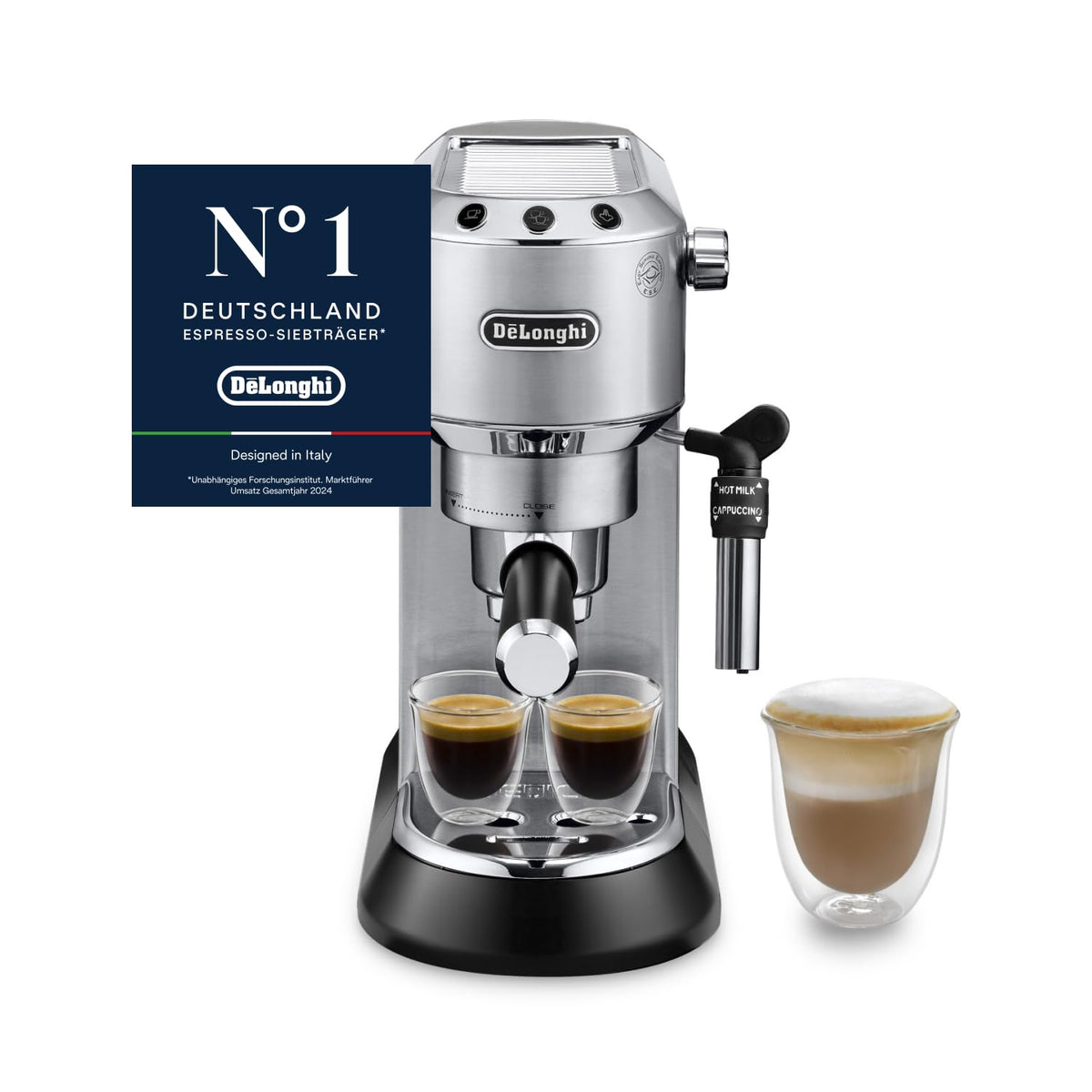 Siebträger-Espressomaschine mit manuellem Milchaufschäumer, 15 bar, Thermoblock, Metall