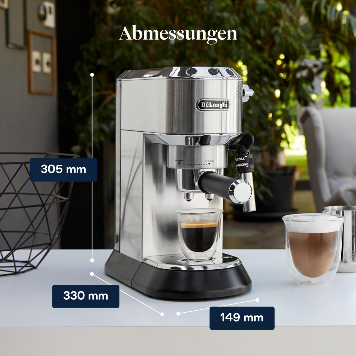 Siebträger-Espressomaschine mit manuellem Milchaufschäumer, 15 bar, Thermoblock, Metall