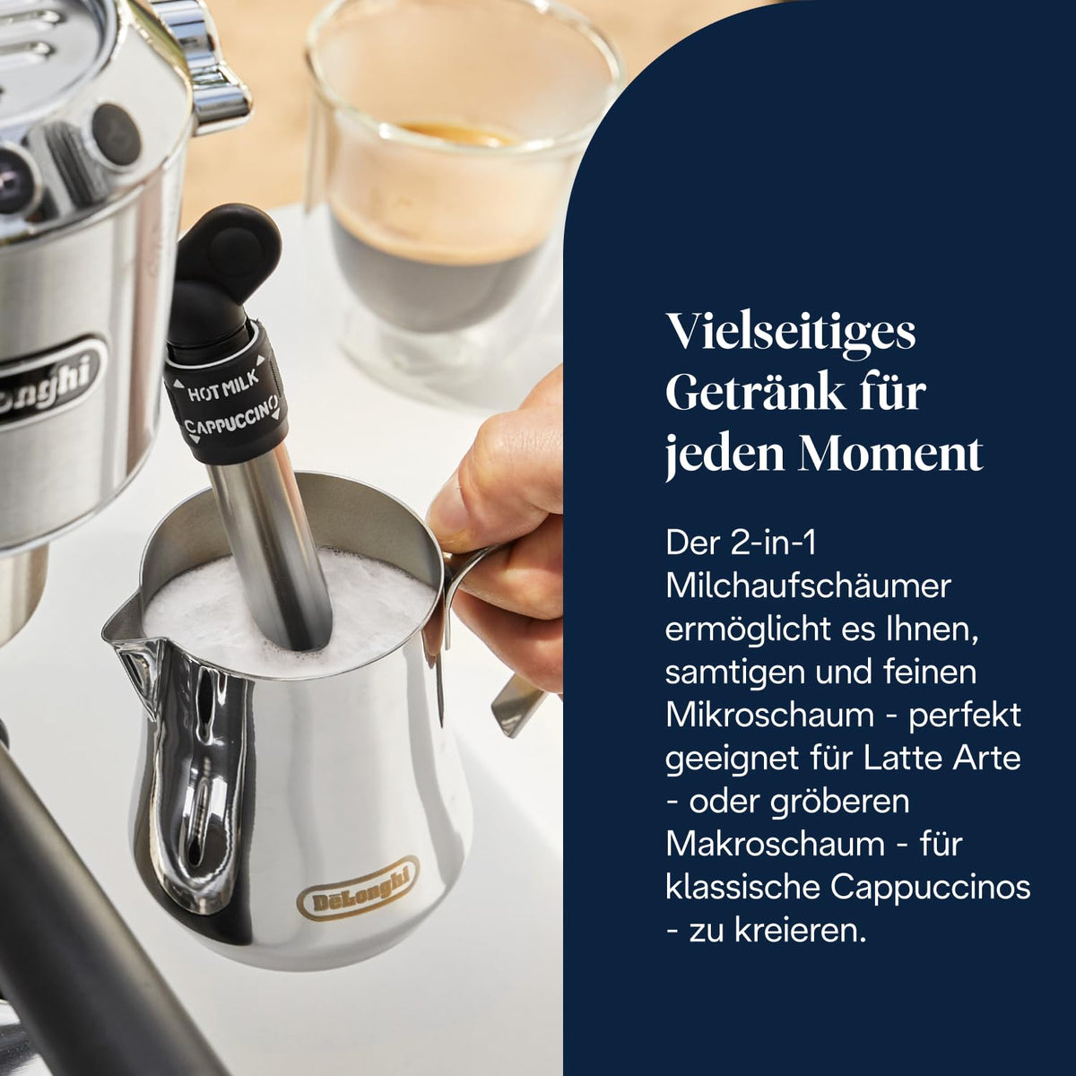 Siebträger-Espressomaschine mit manuellem Milchaufschäumer, 15 bar, Thermoblock, Metall