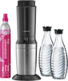 Crystal 3.0 Wassersprudler mit 1x Quick-Connect CO2-Zylinder und 2X Glaskaraffen, Silber, Schwarz, Titan, 45 cm