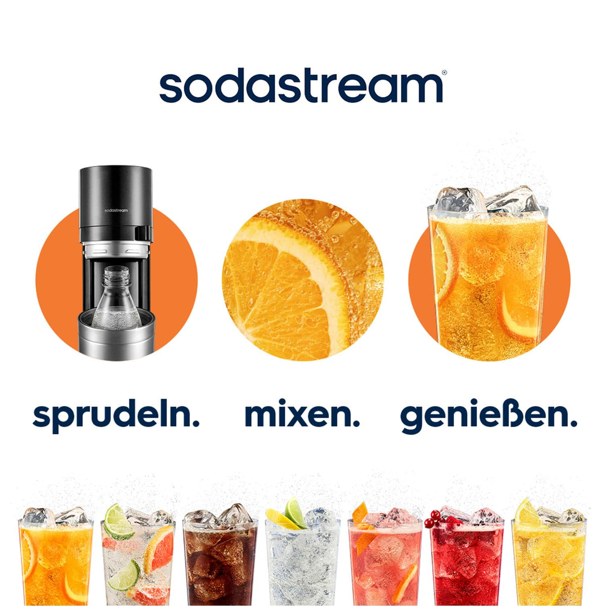 Wassersprudler mit 2 CO₂-Zylindern, 2 Glasflaschen und 2 BPA-freien Flaschen, 1 L, Schwarz/Titan