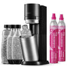 Wassersprudler mit 2 CO₂-Zylindern, 2 Glasflaschen und 2 BPA-freien Flaschen, 1 L, Schwarz/Titan
