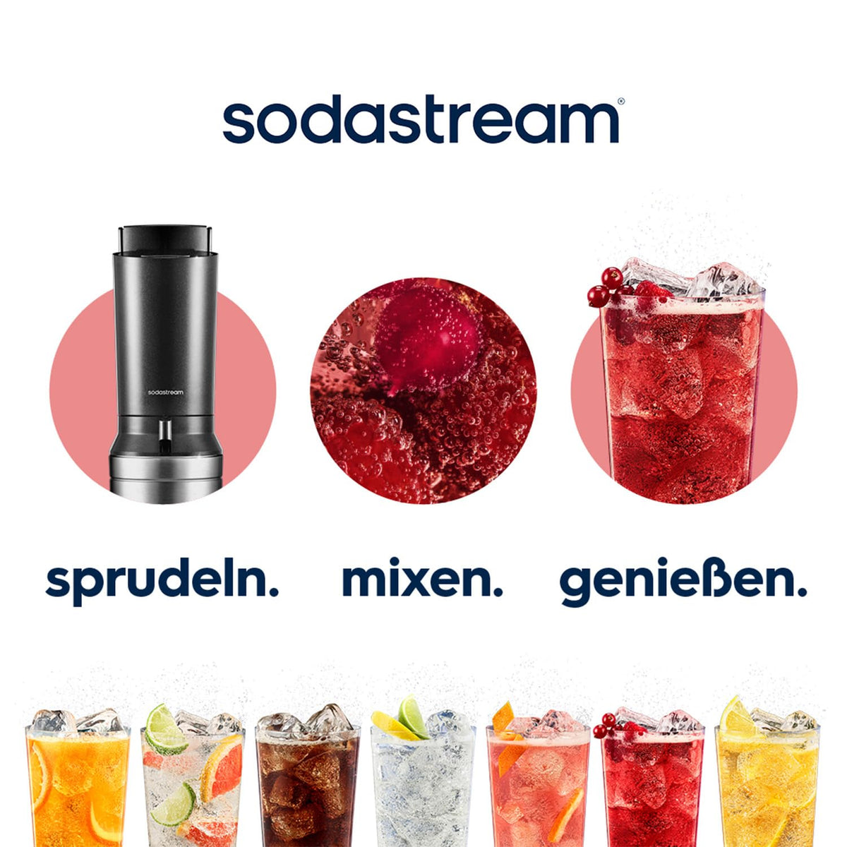 Wassersprudler mit 2 CO₂-Zylindern und 2 Glaskaraffen, 0,7 L, Quick Connect