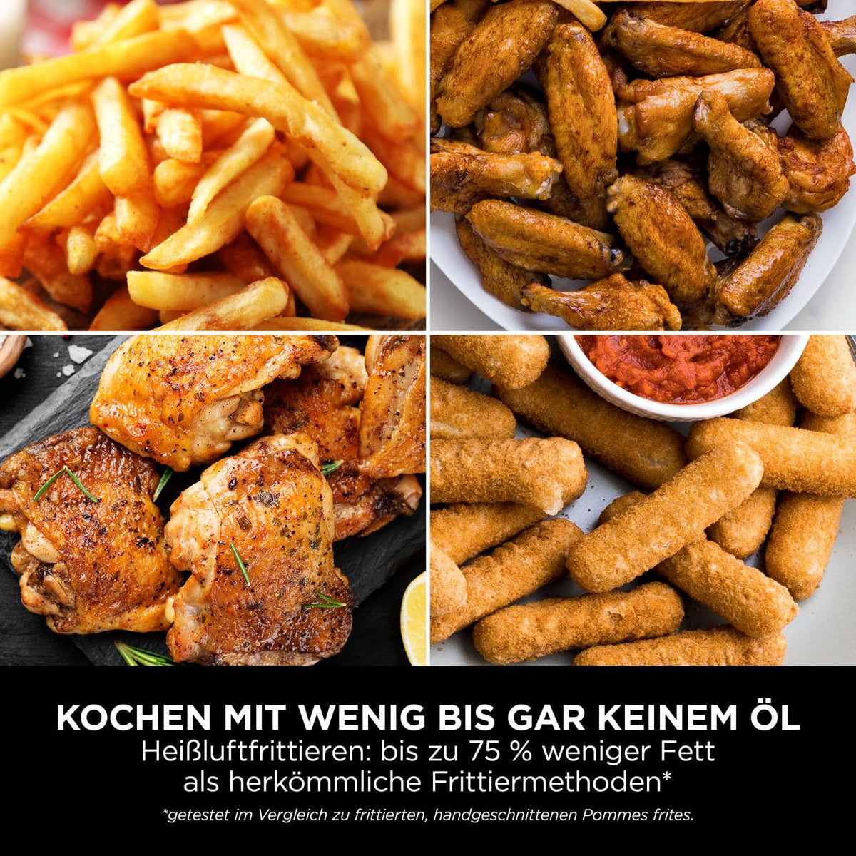 Heißluftfritteuse mit 2 Schubladen, 9,5 L, 6 Kochfunktionen, 4 Garebenen, Grau