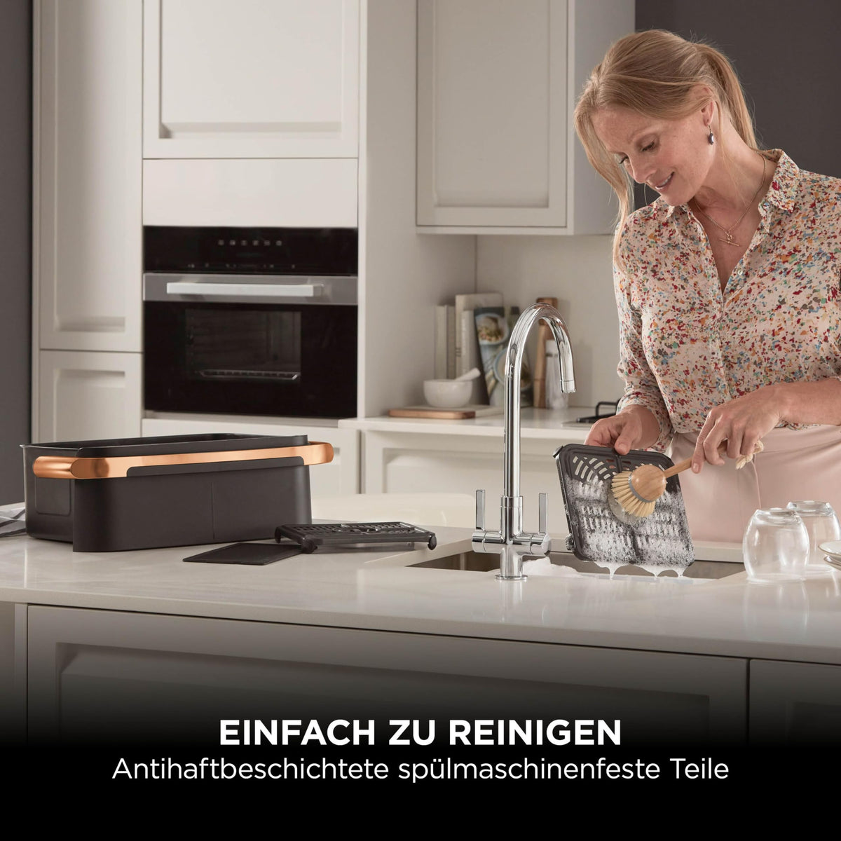 Heißluftfritteuse mit 2 Kochzonen, 10,4 L, 7-in-1, FlexDrawer, Schwarz/Kupfer