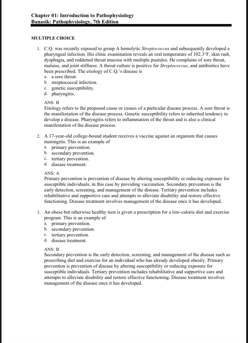 Testbank Pathophysiology, 7. Auflage von Banasik