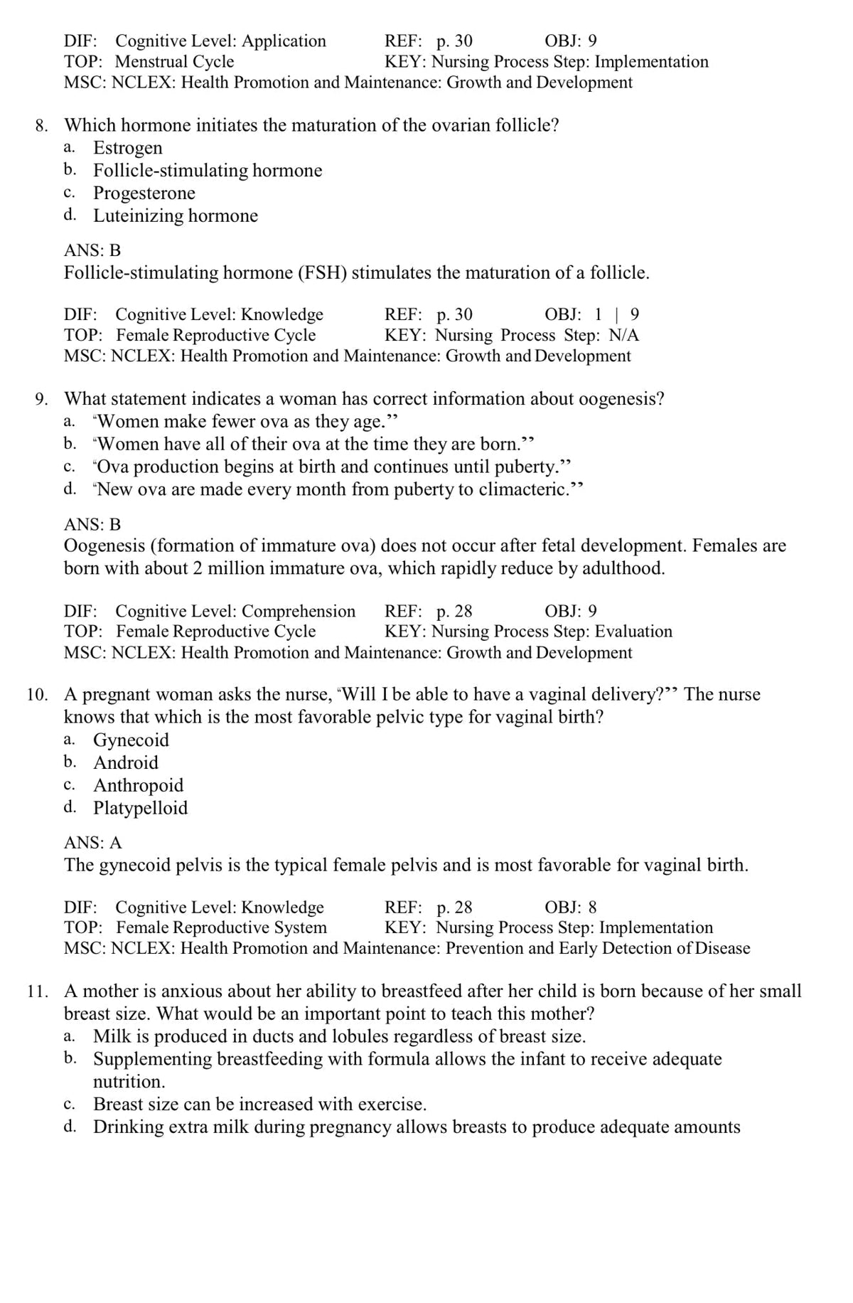 Testbank Introduction to Maternity and Pediatric Nursing, 9. Auflage von Leifer
