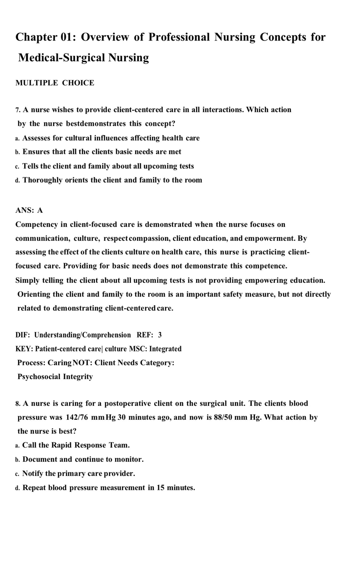 Testbank Medical-Surgical Nursing: Concepts for Clinical Judgment and Collaborative Care, 11. Auflage von Ignatavicius